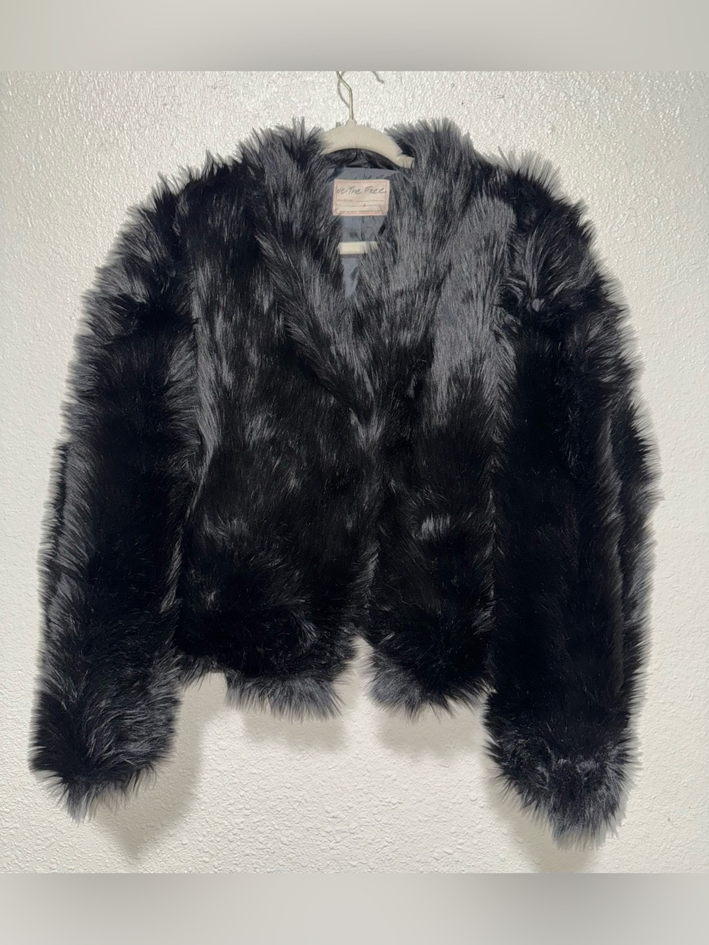 Free people Women’s Sz. Large All Night Faux Fur Jacket Black